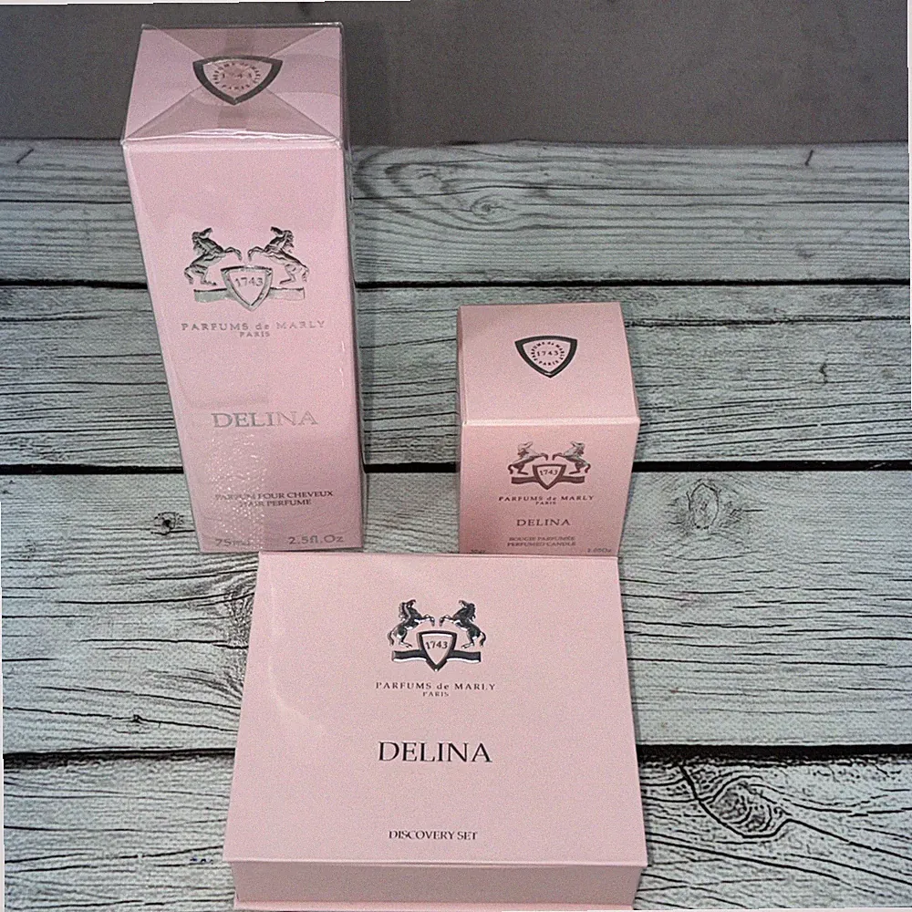 de Marly Delina Hair Perfume Spray 2.5oz Discovery set and Mini Bougie Candle